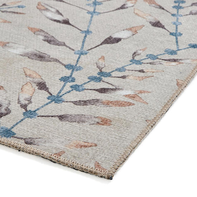 Washable Harlequin Chaconia Stone Russet Modern Floral Botanical Textured Lightweight Printed Recycled Polyester Flatweave Stone Beige/Russet Brown/Pale Taupe/Slate Blue Rug