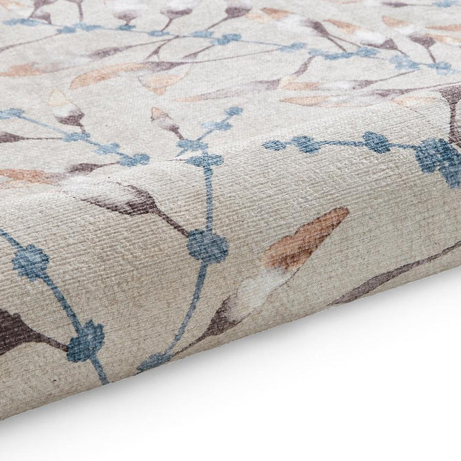 Washable Harlequin Chaconia Stone Russet Modern Floral Botanical Textured Lightweight Printed Recycled Polyester Flatweave Stone Beige/Russet Brown/Pale Taupe/Slate Blue Runner