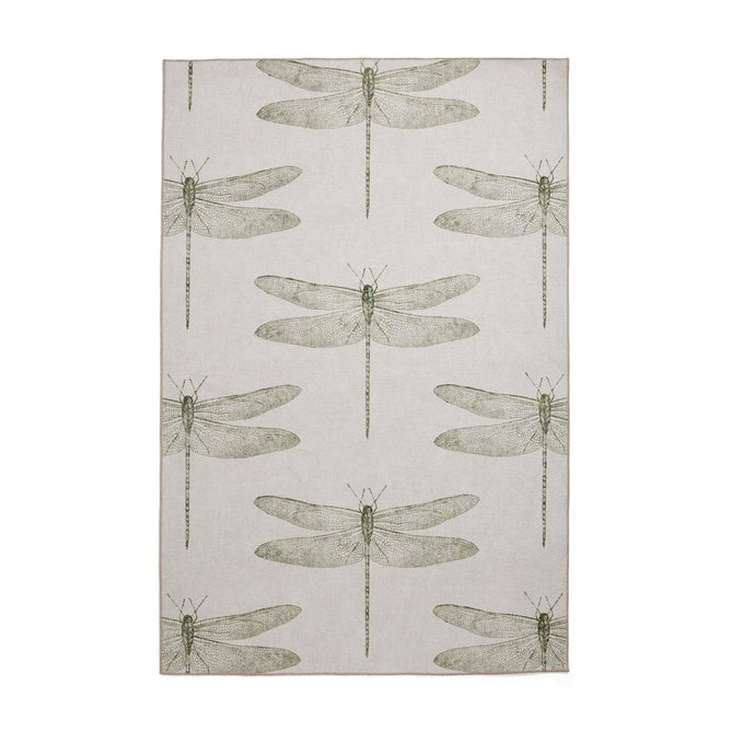 Washable Harlequin Demoiselle Fern Modern Floral Botanical Textured Lightweight Printed Recycled Polyester Flatweave Stone Beige/Fern Green/Olive Rug