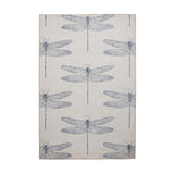 Washable Harlequin Demoiselle Indigo Modern Floral Botanical Textured Lightweight Printed Recycled Polyester Flatweave Stone Grey/Indigo Blue Rug