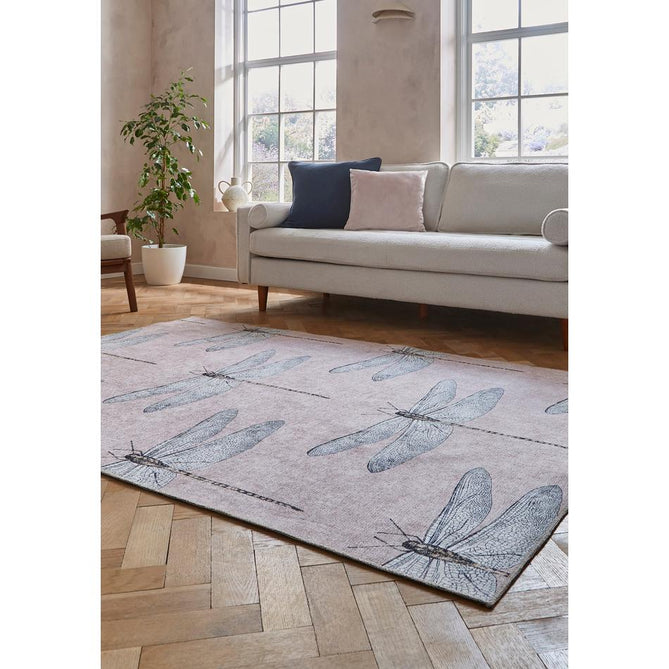 Washable Harlequin Demoiselle Taupe Modern Floral Botanical Textured Lightweight Printed Recycled Polyester Flatweave Warm Taupe/Blush Pink/Charcoal Grey Runner