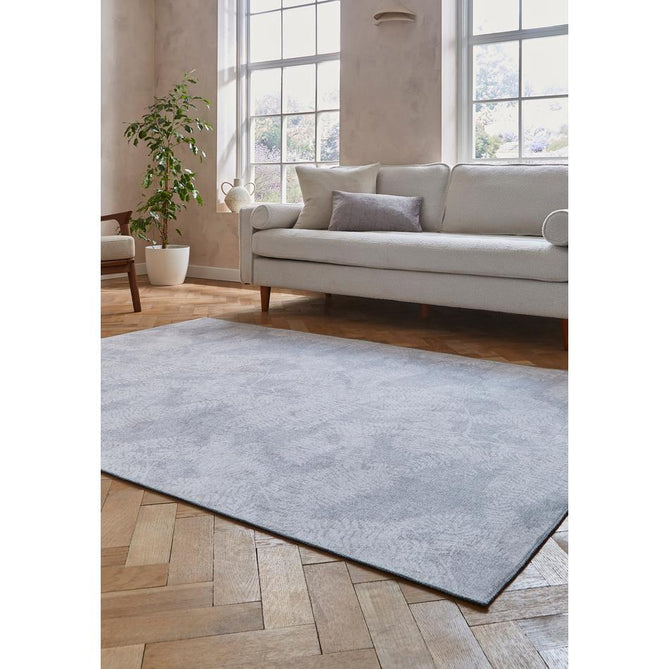 Washable Harlequin Extravagance Diamond Modern Floral Botanical Textured Lightweight Printed Recycled Polyester Flatweave Silver Grey/Pale Dove Grey/Soft Ivory Rug