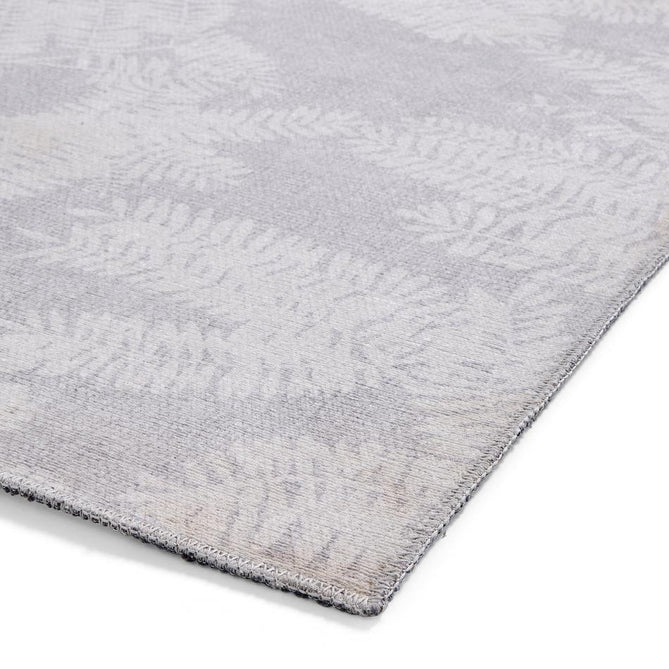 Washable Harlequin Extravagance Diamond Modern Floral Botanical Textured Lightweight Printed Recycled Polyester Flatweave Silver Grey/Pale Dove Grey/Soft Ivory Rug