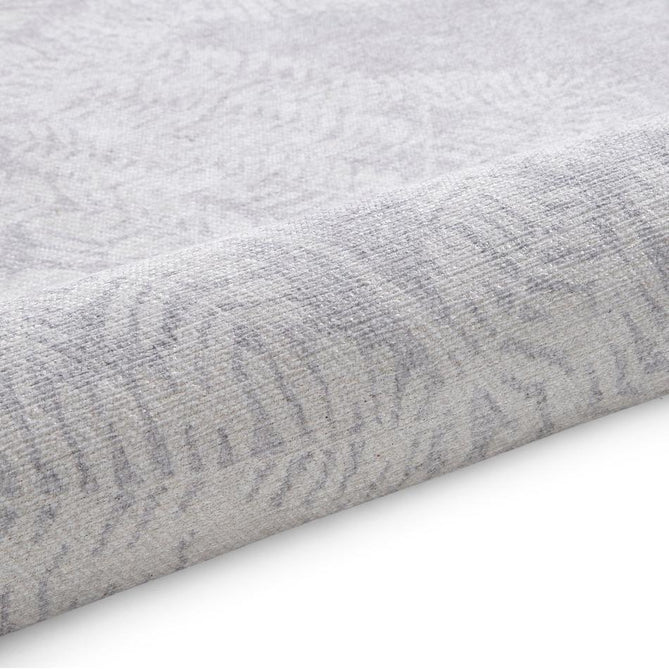 Washable Harlequin Extravagance Diamond Modern Floral Botanical Textured Lightweight Printed Recycled Polyester Flatweave Silver Grey/Pale Dove Grey/Soft Ivory Rug