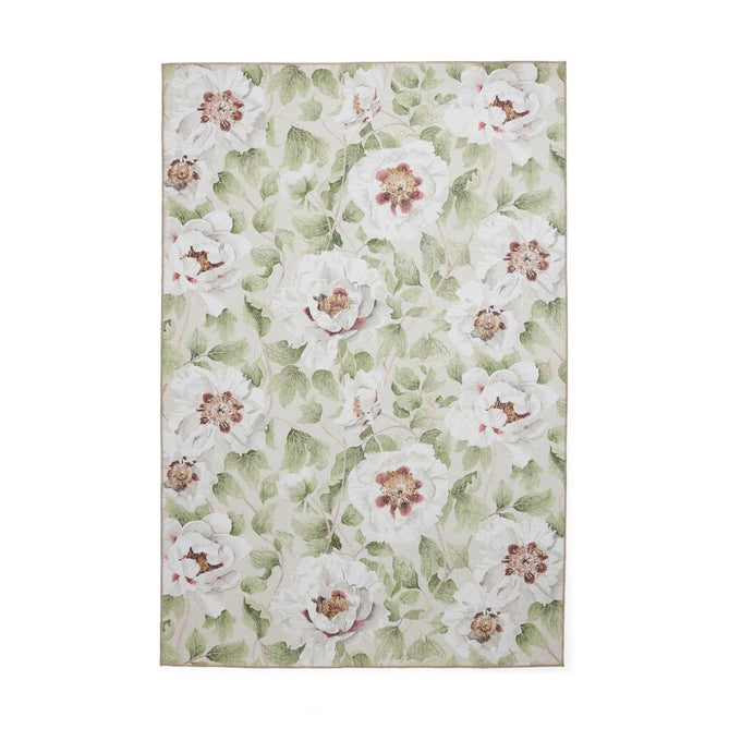 Washable Harlequin Florent Fern Modern Floral Botanical Textured Lightweight Printed Recycled Polyester Flatweave Fern Green/Ivory/Pistachio Green/Blush Rug