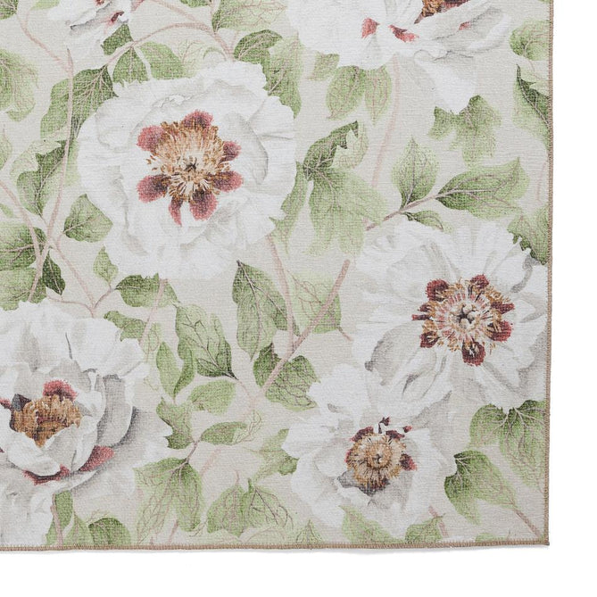 Washable Harlequin Florent Fern Modern Floral Botanical Textured Lightweight Printed Recycled Polyester Flatweave Fern Green/Ivory/Pistachio Green/Blush Rug