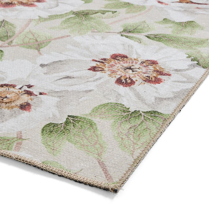 Washable Harlequin Florent Fern Modern Floral Botanical Textured Lightweight Printed Recycled Polyester Flatweave Fern Green/Ivory/Pistachio Green/Blush Rug
