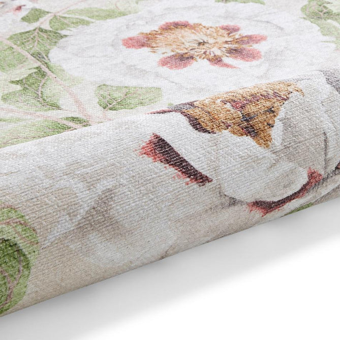 Washable Harlequin Florent Fern Modern Floral Botanical Textured Lightweight Printed Recycled Polyester Flatweave Fern Green/Ivory/Pistachio Green/Blush Rug