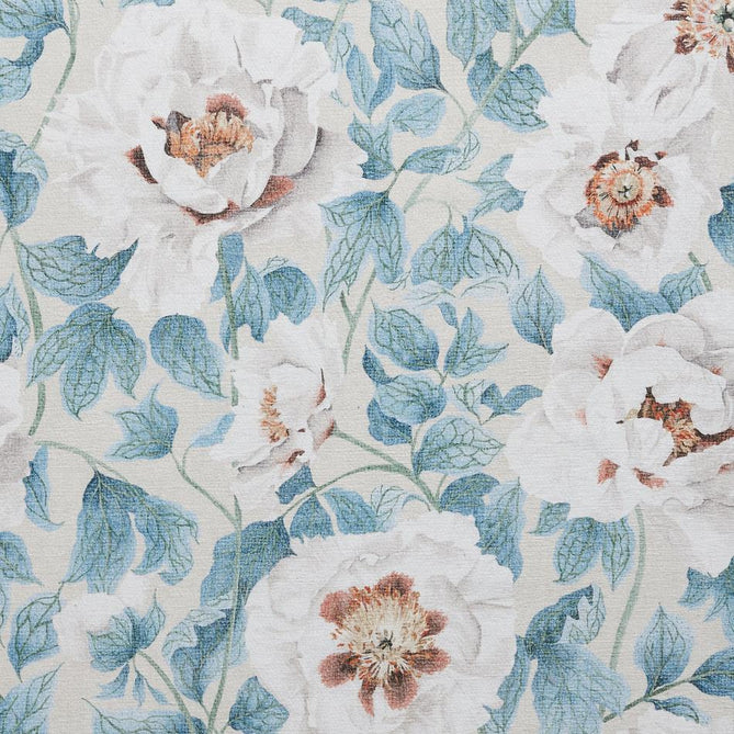 Washable Harlequin Florent Sailcloth Modern Floral Botanical Textured Lightweight Printed Recycled Polyester Flatweave Sailcloth Blue/Ivory/Sky/Warm Ochre Rug