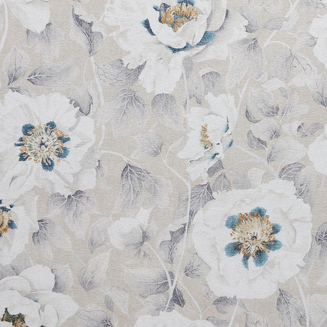 Washable Harlequin Florent Stone Modern Floral Botanical Textured Lightweight Printed Recycled Polyester Flatweave Stone Taupe/Ivory/Steel Blue/Pewter Grey Rug
