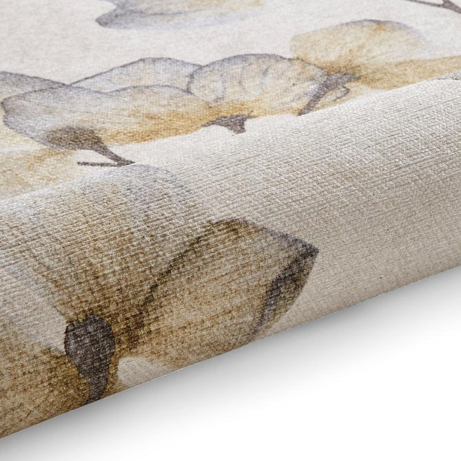 Washable Harlequin Kienze Ochre Modern Floral Botanical Textured Lightweight Printed Recycled Polyester Flatweave Soft Ivory/Ochre/Slate/Charcoal Brown/Antique Gold Rug