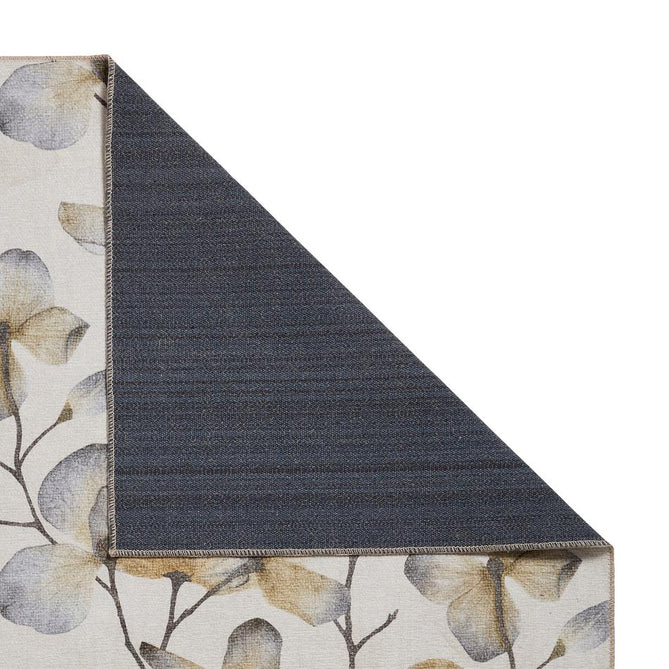 Washable Harlequin Kienze Ochre Modern Floral Botanical Textured Lightweight Printed Recycled Polyester Flatweave Soft Ivory/Ochre/Slate/Charcoal Brown/Antique Gold Runner