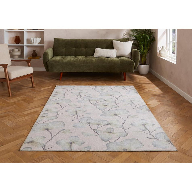 Washable Harlequin Kienze Sand Modern Floral Botanical Textured Lightweight Printed Recycled Polyester Flatweave Sand Taupe/Ivory/Sage/Grey Runner