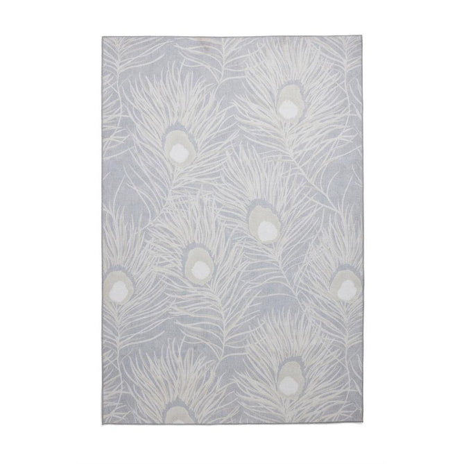 Washable Harlequin Orlena Powder Blue Modern Floral Botanical Textured Lightweight Printed Recycled Polyester Flatweave Powder Blue/Ivory/Pale Silver Runner