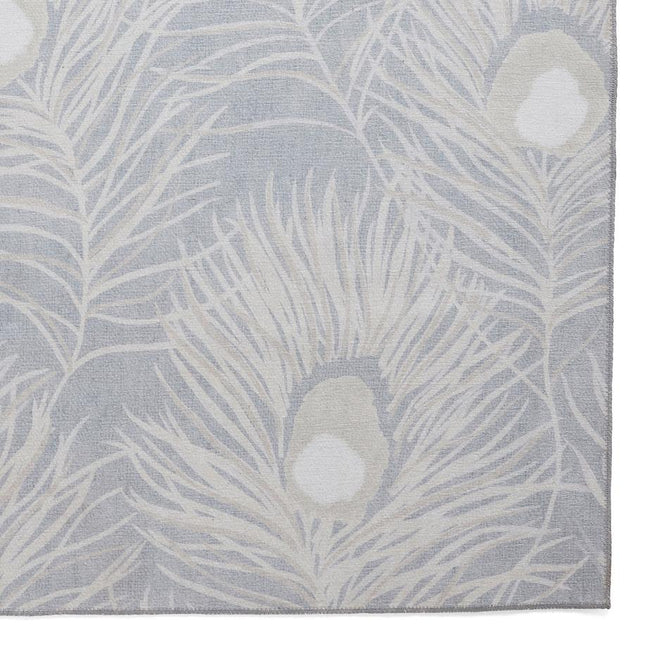 Washable Harlequin Orlena Powder Blue Modern Floral Botanical Textured Lightweight Printed Recycled Polyester Flatweave Powder Blue/Ivory/Pale Silver Runner