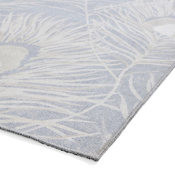Washable Harlequin Orlena Powder Blue Modern Floral Botanical Textured Lightweight Printed Recycled Polyester Flatweave Powder Blue/Ivory/Pale Silver Runner