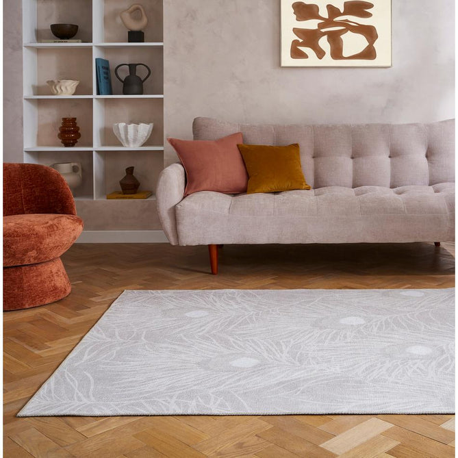 Washable Harlequin Orlena Putty Modern Floral Botanical Textured Lightweight Printed Recycled Polyester Flatweave Putty Beige/Ivory/Pale Taupe/Stone Grey Runner