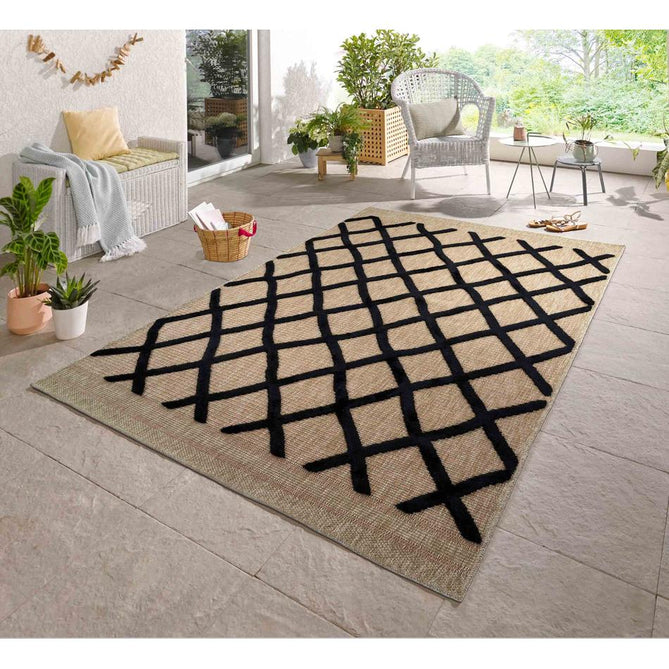 Harper Aztec HRP01 Jute-Look In-Outdoor Natural/Black Rug-Desire Rugs-Rug Love - The Most Loved Rug Store