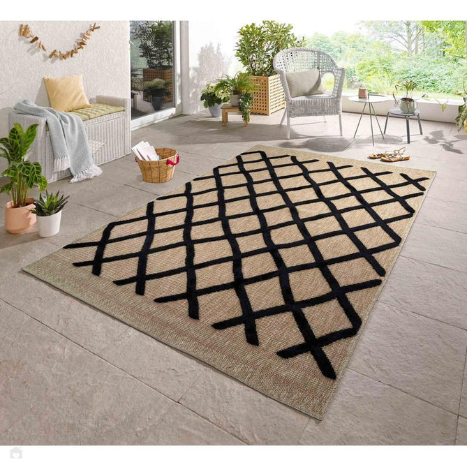 Harper Aztec HRP01 Jute-Look In-Outdoor Natural/Black Rug-Desire Rugs-Rug Love - The Most Loved Rug Store