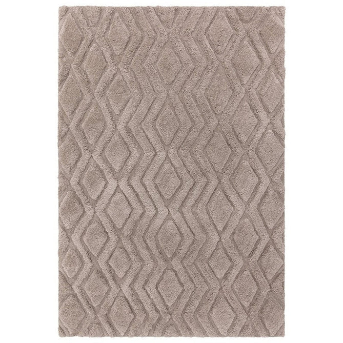 Harrison Modern Plain Hand-Carved Geometric Hi-Low Plush Soft Polyester Boho Shaggy Greige Rug 120 x 170 cm