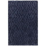 Harrison Modern Plain Hand-Carved Geometric Hi-Low Plush Soft Polyester Boho Shaggy Navy Rug