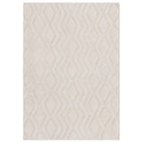Harrison Modern Plain Hand-Carved Geometric Hi-Low Plush Soft Polyester Boho Shaggy Off White Rug