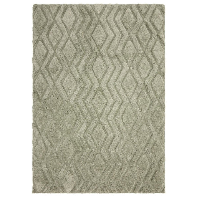 Harrison Modern Plain Hand-Carved Geometric Hi-Low Plush Soft Polyester Boho Shaggy Sage Green Rug-Asiatic Carpets-Rug Love - The Most Loved Rug Store