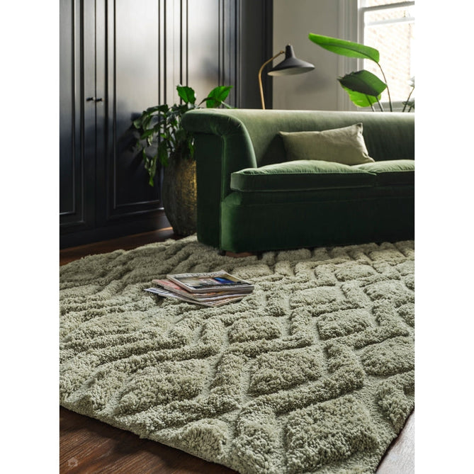 Harrison Modern Plain Hand-Carved Geometric Hi-Low Plush Soft Polyester Boho Shaggy Sage Green Rug-Asiatic Carpets-Rug Love - The Most Loved Rug Store