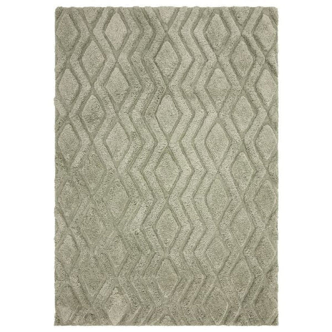 Harrison Modern Plain Hand-Carved Geometric Hi-Low Plush Soft Polyester Boho Shaggy Sage Green Rug-Asiatic Carpets-Rug Love - The Most Loved Rug Store