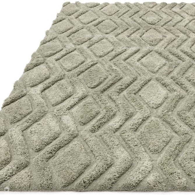Harrison Modern Plain Hand-Carved Geometric Hi-Low Plush Soft Polyester Boho Shaggy Sage Green Rug-Asiatic Carpets-Rug Love - The Most Loved Rug Store