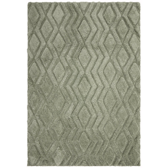 Harrison Modern Plain Hand-Carved Geometric Hi-Low Plush Soft Polyester Boho Shaggy Sage Green Rug-Asiatic Carpets-Rug Love - The Most Loved Rug Store