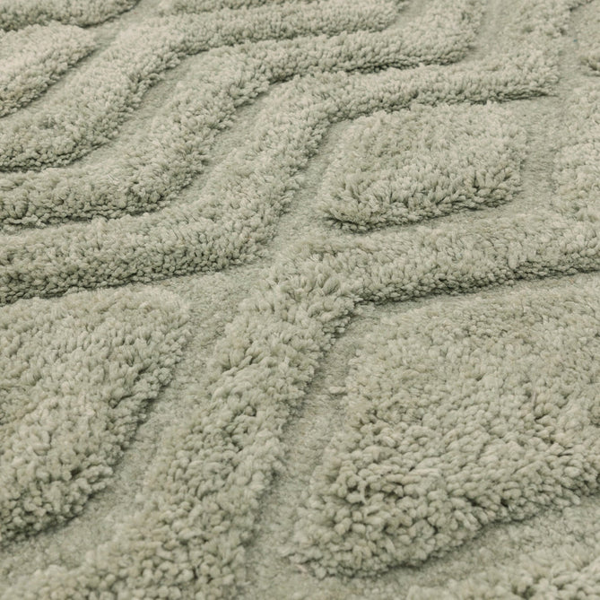 Harrison Modern Plain Hand-Carved Geometric Hi-Low Plush Soft Polyester Boho Shaggy Sage Green Rug-Asiatic Carpets-Rug Love - The Most Loved Rug Store