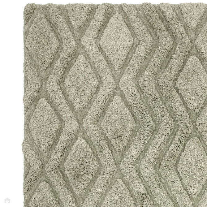 Harrison Modern Plain Hand-Carved Geometric Hi-Low Plush Soft Polyester Boho Shaggy Sage Green Rug-Asiatic Carpets-Rug Love - The Most Loved Rug Store