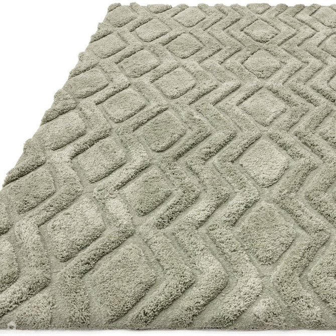 Harrison Modern Plain Hand-Carved Geometric Hi-Low Plush Soft Polyester Boho Shaggy Sage Green Rug-Asiatic Carpets-Rug Love - The Most Loved Rug Store