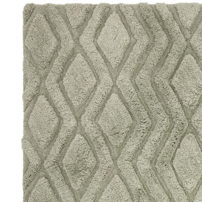 Harrison Modern Plain Hand-Carved Geometric Hi-Low Plush Soft Polyester Boho Shaggy Sage Green Rug-Asiatic Carpets-Rug Love - The Most Loved Rug Store