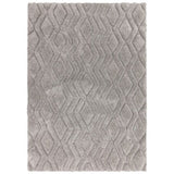 Harrison Modern Plain Hand-Carved Geometric Hi-Low Plush Soft Polyester Boho Shaggy Silver Rug