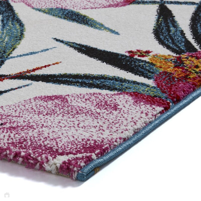 Havana 9574 Modern Floral Botanical Textured Soft Durable Easy-Care Polypropylene Short-Pile Multicolour/Pink/Cream/Green/Blue Rug-Think Rugs-Rug Love - The Most Loved Rug Store