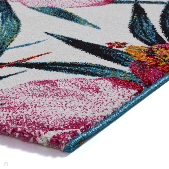 Havana 9574 Modern Floral Botanical Textured Soft Durable Easy-Care Polypropylene Short-Pile Multicolour/Pink/Cream/Green/Blue Rug-Think Rugs-Rug Love - The Most Loved Rug Store