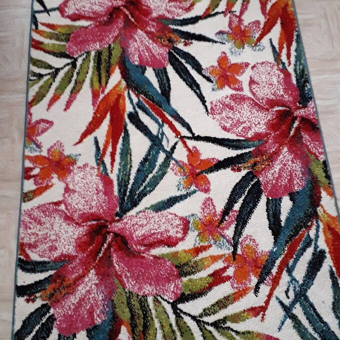 Havana 9574 Modern Floral Botanical Textured Soft Durable Easy-Care Polypropylene Short-Pile Multicolour/Pink/Cream/Green/Blue Rug-Think Rugs-Rug Love - The Most Loved Rug Store