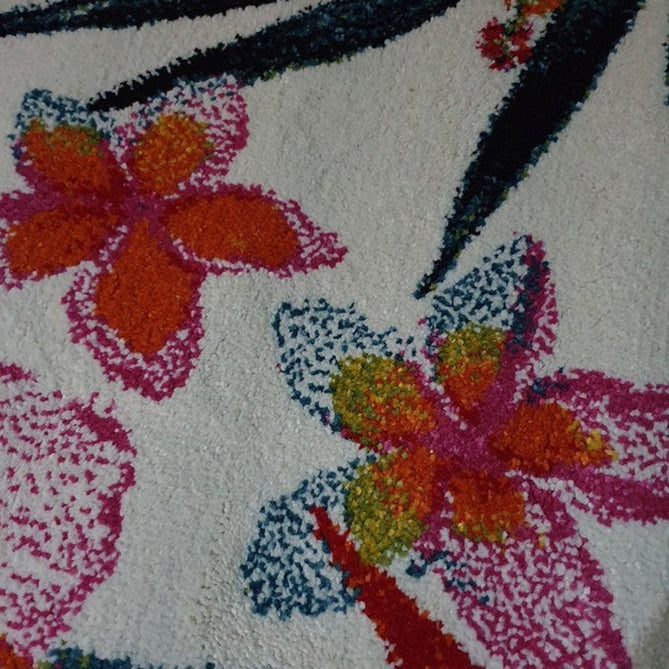 Havana 9574 Modern Floral Botanical Textured Soft Durable Easy-Care Polypropylene Short-Pile Multicolour/Pink/Cream/Green/Blue Rug-Think Rugs-Rug Love - The Most Loved Rug Store