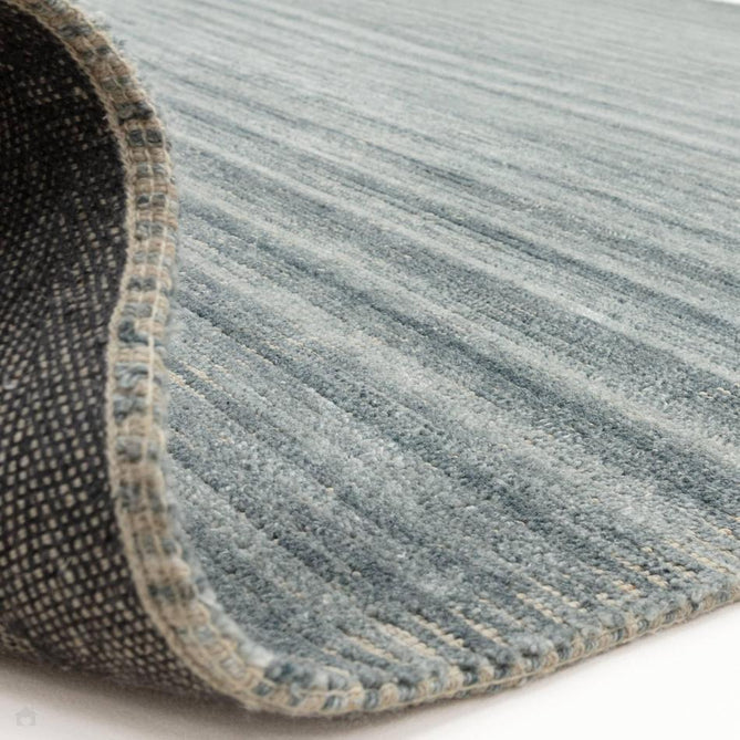 Hazy Modern Plain Ribbed Distressed Textured Hand-Woven Durable Cut & Loop Wool-Blend Flatweave Sea Blue Rug-Asiatic Carpets-Rug Love - The Most Loved Rug Store
