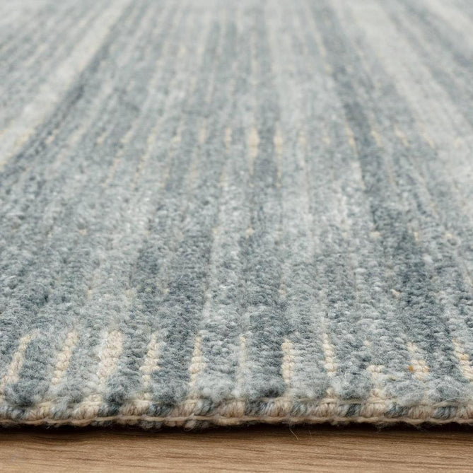 Hazy Modern Plain Ribbed Distressed Textured Hand-Woven Durable Cut & Loop Wool-Blend Flatweave Sea Blue Rug-Asiatic Carpets-Rug Love - The Most Loved Rug Store