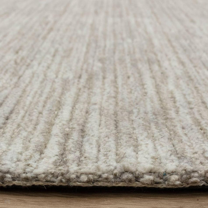 Hazy Modern Plain Ribbed Distressed Textured Hand-Woven Durable Cut & Loop Wool-Blend Flatweave Stone Rug-Asiatic Carpets-Rug Love - The Most Loved Rug Store