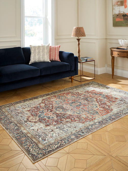 Washable Heirloom 0709 Rust/Teal Rug
