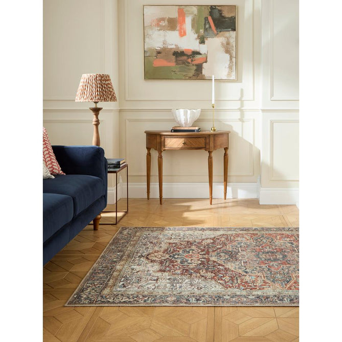 Washable Heirloom 0709 Rust/Teal Rug