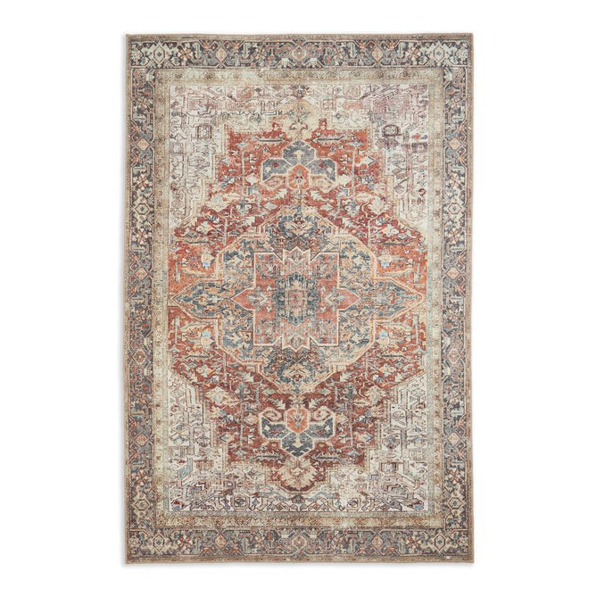 Washable Heirloom 0709 Rust/Teal Rug