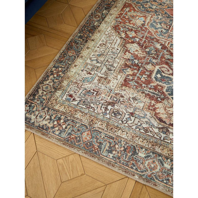 Washable Heirloom 0709 Rust/Teal Rug