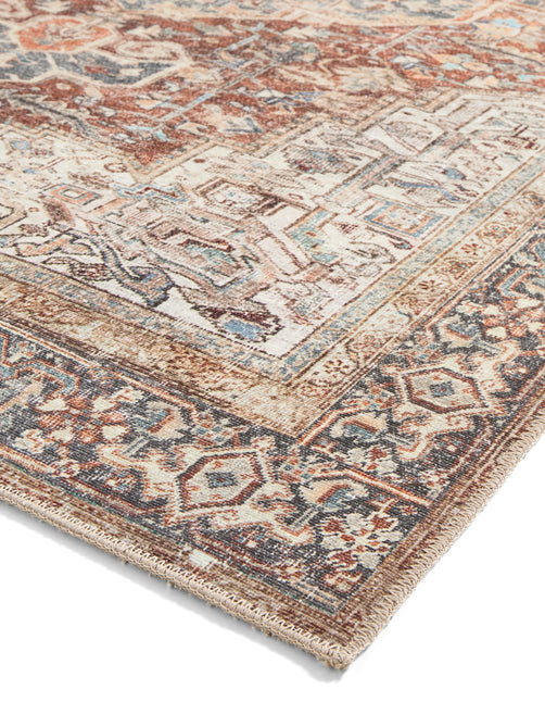 Washable Heirloom 0709 Rust/Teal Rug