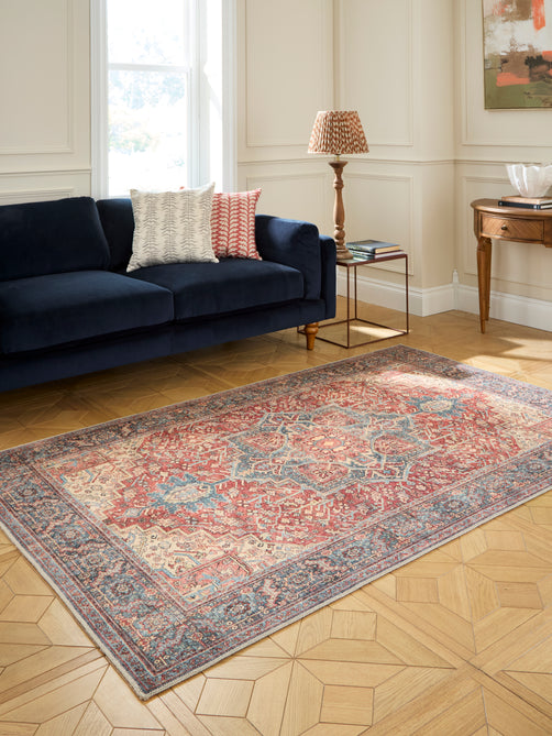 Washable Heirloom 1227 Rust/Blue Rug