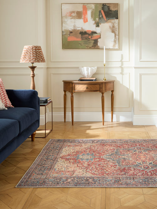 Washable Heirloom 1227 Rust/Blue Rug